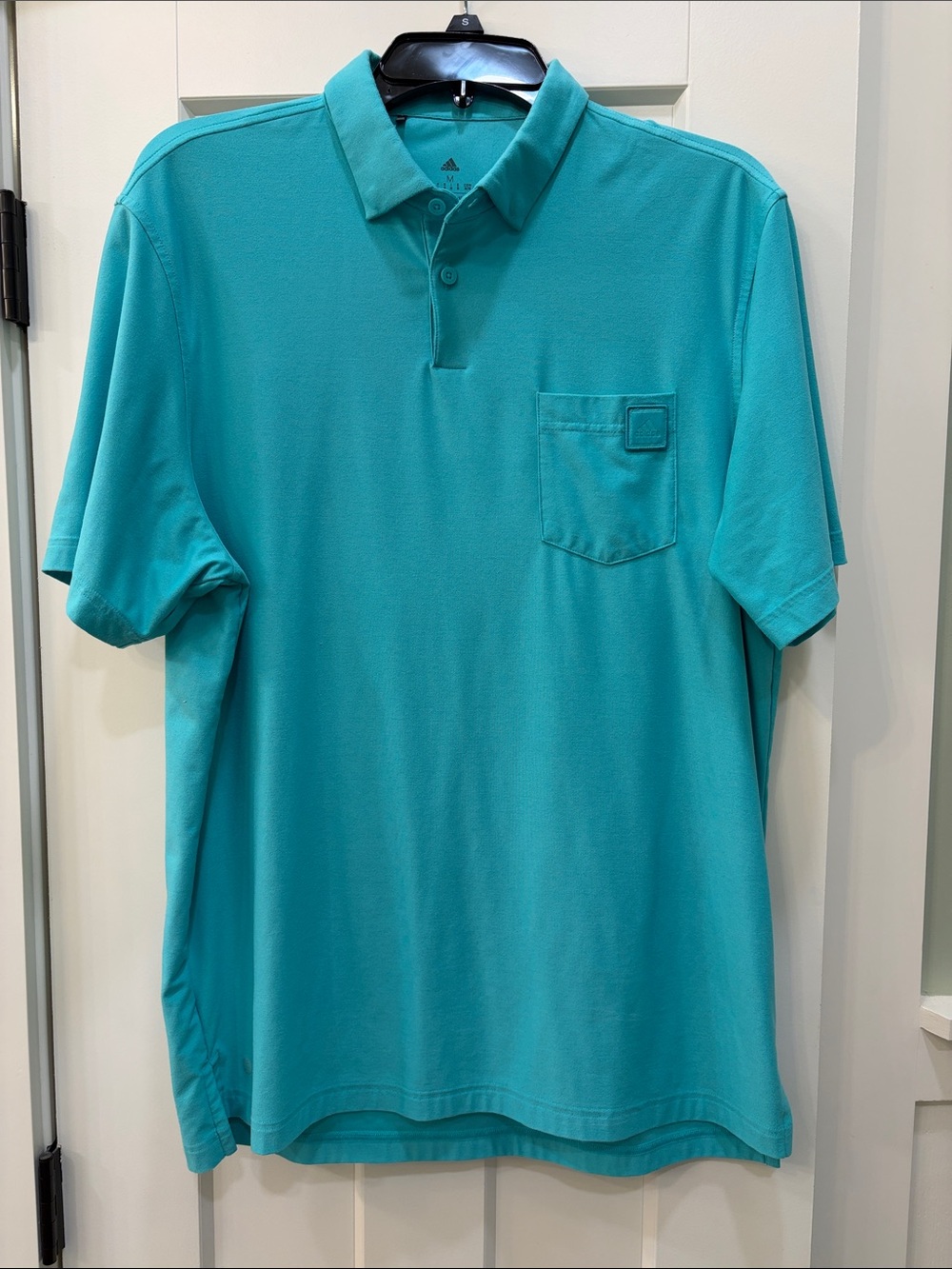 adidas Men’s Teal Blue Polo with Chest Pocket